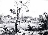 A Village on the Brenta, Bernardo Bellotto Italian, Pen and brown ink, gray wash
