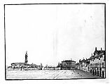 The Prato della Valle at Padua, Bernardo Bellotto (Italian, Venice 1722–1780 Warsaw), Pen and brown ink, gray wash