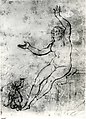 Female Nude (Danaë), Probably French, Black chalk