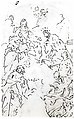 The Virgin and Child Enthroned on a Cloud, with Saints Dominic, John Nepomuk, Sebastian, Mark, and Anthony Abbot, Giuseppe Diziani (Venice 1732–Vencie 1803), Pen and brown ink over black chalk