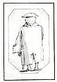 Caricature of a Man Wearing a Wig and a Tricorne, Seen from Behind, Giovanni Battista Tiepolo (Italian, Venice 1696–1770 Madrid), Pen and black ink, gray wash