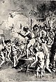 The Baptism of Christ (with Three Angels Attending Him), Giovanni Domenico Tiepolo (Italian, Venice 1727–1804 Venice), Pen and brown-gray ink, brown-gray wash