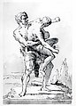 Hercules and Antaeus (with a ledge Below), Giovanni Domenico Tiepolo (Italian, Venice 1727–1804 Venice), Pen and brown ink, gray wash, over black chalk