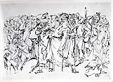 A Crowd of Ancient Warriors, Orientals, and Two Boys, Gathering for a Sacrifice, Giovanni Domenico Tiepolo (Italian, Venice 1727–1804 Venice), Pen and brown ink