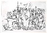 A Crowd of Persons in Antique Roman or Oriental Dress, Gathering at a Pagan Altar, Giovanni Domenico Tiepolo (Italian, Venice 1727–1804 Venice), Pen and brown ink