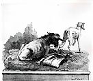 A Donkey Lying on the Grass, with an Italian Greyhound (on a Base), Giovanni Domenico Tiepolo (Italian, Venice 1727–1804 Venice), Pen and gray ink, various shades of gray wash