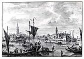 View of Mazzorbo, Francesco Tironi (Venice ca. 1745–1797), Pen and brown ink, gray wash