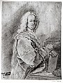 Portrait of a Man Holding a Pen, French (first half of the eighteenth century), Black chalk with white heightening (?), French