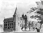 View of a Castle, Monogrammist PVH (active 1748), Pen and brush and gray ink and gray wash; pen and dark brown ink (added later by another hand?); framing line in gray and brown., Dutch