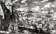 Landscape with Abraham and the Angels, Copy after Hans Bol, Pen and brown ink and a little gray wash, Flemish