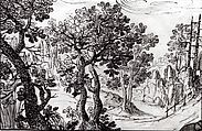 Wooded Landscape, Gillis van Coninxloo (Netherlandish, Antwerp 1544–1607 Amsterdam) Style of, Pen and brown ink, brush and brown and blue ink and washes in the same colors, Netherlandish