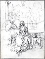 The Holy Family in an Enclosed Garden, Albrecht Dürer (German, Nuremberg 1471–1528 Nuremberg), Pen and reddish brown ink.