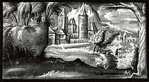 Imaginary Landscape, Monogrammist AM (Germany, ca. 1600), Brush and black ink and gray washes heightened with white gouache on reddish prepared paper, German
