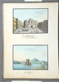 Sketchbook: Souvenir of Naples, Unknown Artist (Italian, 19th century), Sketchbook with faded calfskin binding, pink endpapers and 56 views of Naples arranged two a page on 28 facing pages: pages 1-24 in watercolor over graphite, pages 25-28 in gouache., Italian, Naples