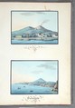 Sketchbook: Souvenir of Naples, Unknown Artist (Italian, 19th century), Sketchbook with faded calfskin binding, pink endpapers and 56 views of Naples arranged two a page on 28 facing pages: pages 1-24 in watercolor over graphite, pages 25-28 in gouache., Italian, Naples