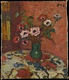 Anemones on a Flowered Tablecloth, Georges d&#39;Espagnat (French, 1870–1950), Oil on canvas