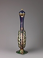 Pilgrim Bottle and Cover, Painted enamel on copper, partly gilded, gilt brass, linen cord with metal threads., Italian, Venice
