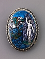 Watchcase cover: Perseus and Andromeda, probably Jean II Reymond (French, Limoges, doc. 1606–ca. 1631), Painted enamel, partly gilt, on copper; mounted on brass; silver-gilt frame.