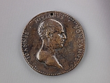 Portrait medal of Giovanni Giovano Pontano, Adriano Fiorentino (Adriano di Giovanni de&#39; Maestri) (Italian, Florence (?) born ca. 1450–60, died 1499 Florence), Bronze (Copper alloy with brown patina and remnants of black lacquer or wax).