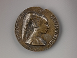 Medal:  Isotta Degli Atti, Matteo de&#39; Pasti (Italian, Verona ca. 1420–after 1467 Rimini), Copper alloy with olive green patina.