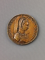Portrait medal of Christine of Denmark, Jacopo Nizolla da Trezzo (Italian, Milan 1515/19–1589 Madrid), Bronze (Copper alloy with honey-colored
patina)