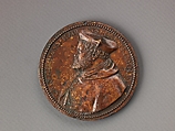 Portrait medal of Cristoforo Madruzzo (obverse); Landscape with a Female Figure Pointing to the Sun (reverse), Pietro Paolo Galeotti ("Il Romano") (Italian, Monte Rotondo 1520–1584 Florence), Bronze (Copper alloy with reddish
brown cuprite patina).