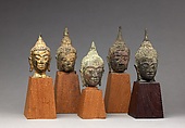 Head of the Buddha, Thai  , Ayutthaya period or, Copper alloy, some with traces of leaf gilding., Thai