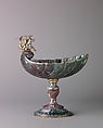 Standing Cup with Neptune on a Seahorse, Green agate and silver gilt., probably German