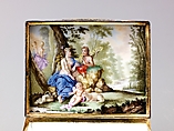 Snuffbox, Hard-paste porcelain, silver-gilt mounts., German, Meissen