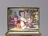 Snuffbox with Hunting Scenes, Andreas Philipp Oettner (German, active 1756–87), Hard paste porcelain, copper-gilt mounts