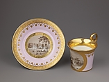 Cup and saucer with views of Pulawy, a Palladian country house, Hard-paste porcelain, Austrian, Vienna