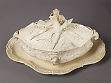 Tureen with cover and stand, Lead-glazed cream colored earthenware., French, Lorraine