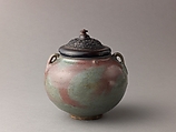 Two-eared jar, Jun ware, Chinese  , Jin/Yuan Dynasty, Stoneware with flushed blue glaze., Chinese