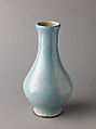 Pyriform vase, possibly an imitation of Song Guan ware, Chinese  , Ming Dynasty (?), Stoneware with blue glaze., Chinese