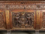 Cassone, Walnut, carved and partially gilded., Italian