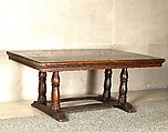 Oblong Table, Walnut, turned., Italian