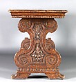 Rectangular table, Walnut, carved., Italian or American (United States)