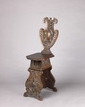 Side chair (sgabello a dorsale), Walnut, carved., Italian, Rome or Florence (?)