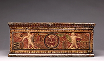 Writing Box, Poplar; leather, tooled, silhouettecut, engraved, gilded, silvered and painted; partially gilded metal mounts; brand-stamped and colored paper., North Italian, Venice (?)