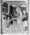 Saint John the Evangelist Raises Drusiana, Giovanni di Paolo (Giovanni di Paolo di Grazia) (Italian, Siena 1398–1482 Siena), Tempera and gold on wood