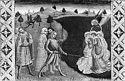 Saints Cosmas and Damian and Their Brothers Saved by an Angel After They Have Been Condemned to Death by Drowning, Style of Icilio Federico Ioni (Italian, Siena 1866–1946 Siena), Tempera and gold on wood, Italian