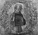 Saint Bernardino, Benvenuto di Giovanni (Italian, Siena 1436–after 1518 Siena), Tempera on wood, gold ground, pastiglia garland of fruit