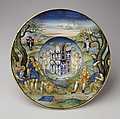 Armorial Plate (tondino): The story of King Midas, Nicola da Urbino (Italian, active by 1520–died ?1537/38 Urbino), Maiolica (tin-glazed earthenware)