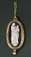Paternoster Pendant with the Virgin and Child (obverse) and the Meeting of Joachim and Anna at the Golden Gate (reverse), Sardonyx, enameled gold, and silver, Flemish or Burgundian, and Western European
