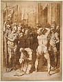 The Martyrdom of Saint Paul, Taddeo Zuccaro (Italian, Sant&#39;Angelo in Vado 1529–1566 Rome), Pen and brown and gray ink, brown wash, over black chalk, heightened with white, on buff paper.