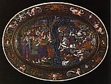 Dish: The Destruction of the Hosts of Pharaoh, Master IC (probably Jean Court) (French, Limoges, active 1614–1627) or, Painted enamel on copper, partly gilt.
