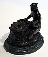 Inkwell, Copper alloy with light reddish brown patina
and remains of a black lacquer patina., Italian, Veneto (Verona?)