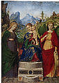 Virgin and Child Enthroned between Saints Cecilia and Catherine of Alexandria, Francesco Morone (Italian, Verona 1471–1529 Verona), Tempera on parchment; Underdrawing in sepia ink