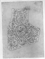 Design for the Breastplate of a Suit of Armor, Copy after Etienne Delaune (Augsburg, 16th century), Pen and brown ink with light blue wash
