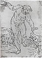 Hercules and the Erymanthian Boar, School of Cambiaso (Italian, 1527–1585), Pen and brown ink, over black chalk underdrawing, Italian